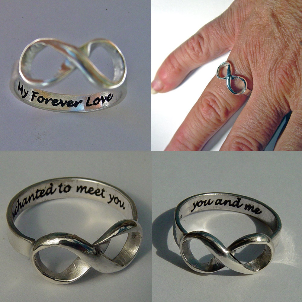 Infinity ring, Best Friend Ring, Sisters Ring, couples ring, custom message sterling silver engraved I LOVE YOU