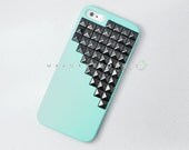 FREE Shipping US -- iPhone 5 Gunmetal Black Studs Studded Mint Rubberized Hard Phone Case AT&T Verizon Sprint