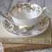 Vintage White and Gold Floral Bone China Teacup - by Royal Grafton England - circa 1957