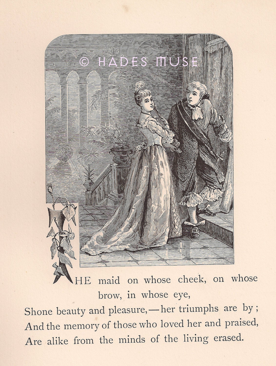 The Dead Are Erased From Memory Of The Living-Victorian-Poem-Poetry-1800's Antique Vintage Art Print-Gothic Picture-Goth Hymn