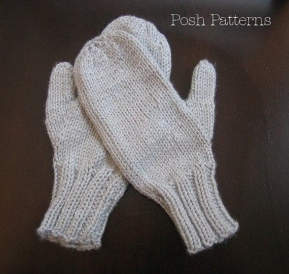 Knitting PATTERN Simple Two Needle Mittens by PoshPatterns