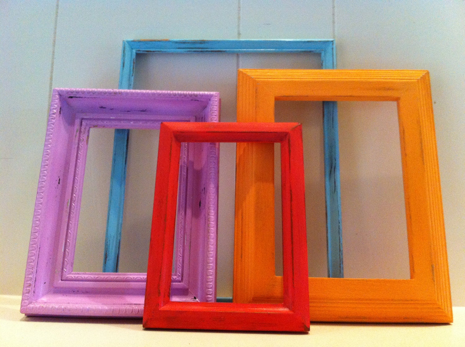 Shabby Chic Frames Little Bo Peep Distressed Vintage Frames Upcycled Painted Wedding Beach Decor
