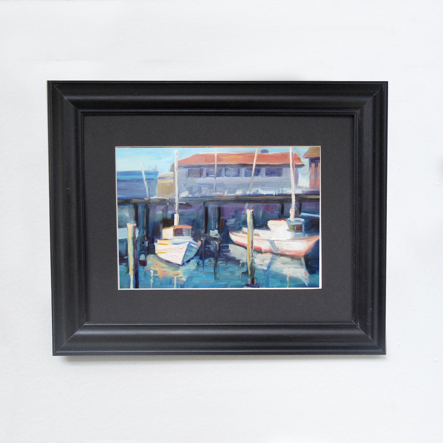 Fine art PRINT of San Francisco Bay Boats. Urban industrial art by Brandy Cattoor. 8x10 inch print. Summer, fun, outing print. Loose