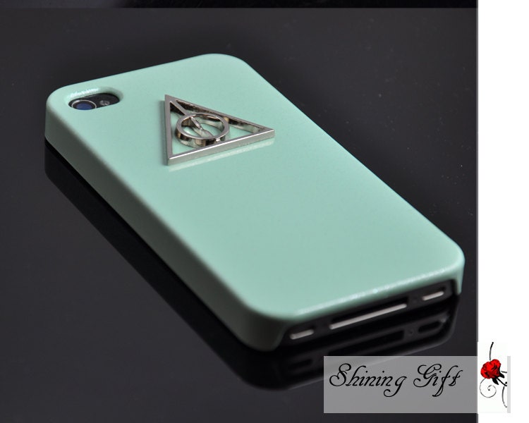 Deathly Hallows Mint Green Iphone Case, Iphone 4 case, Iphone 4S case, Light Green case cover for Iphone 4, 4s, 4g