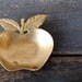 Vintage Brass Apple Dish, Solid Paperweight Teacher Desk Display, Jewelry Holder