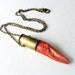 Crawfish Claw Necklace in Bullet Casing. Scarlet Red and Brass. Genuine Materials