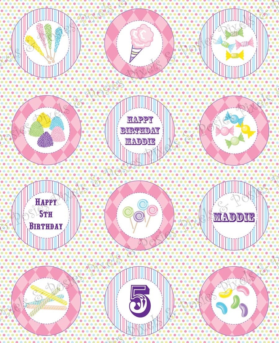 Items similar to Custom Cupcake Toppers Print Your Own Candy Shop