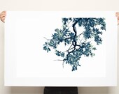 Large Canvas Oak Tree Print Black and White 20x30 woodland Botanicals minimalist home decor living room