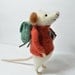 Little Traveler Mouse - unique - needle felted ornament animal, felting dreams made to order