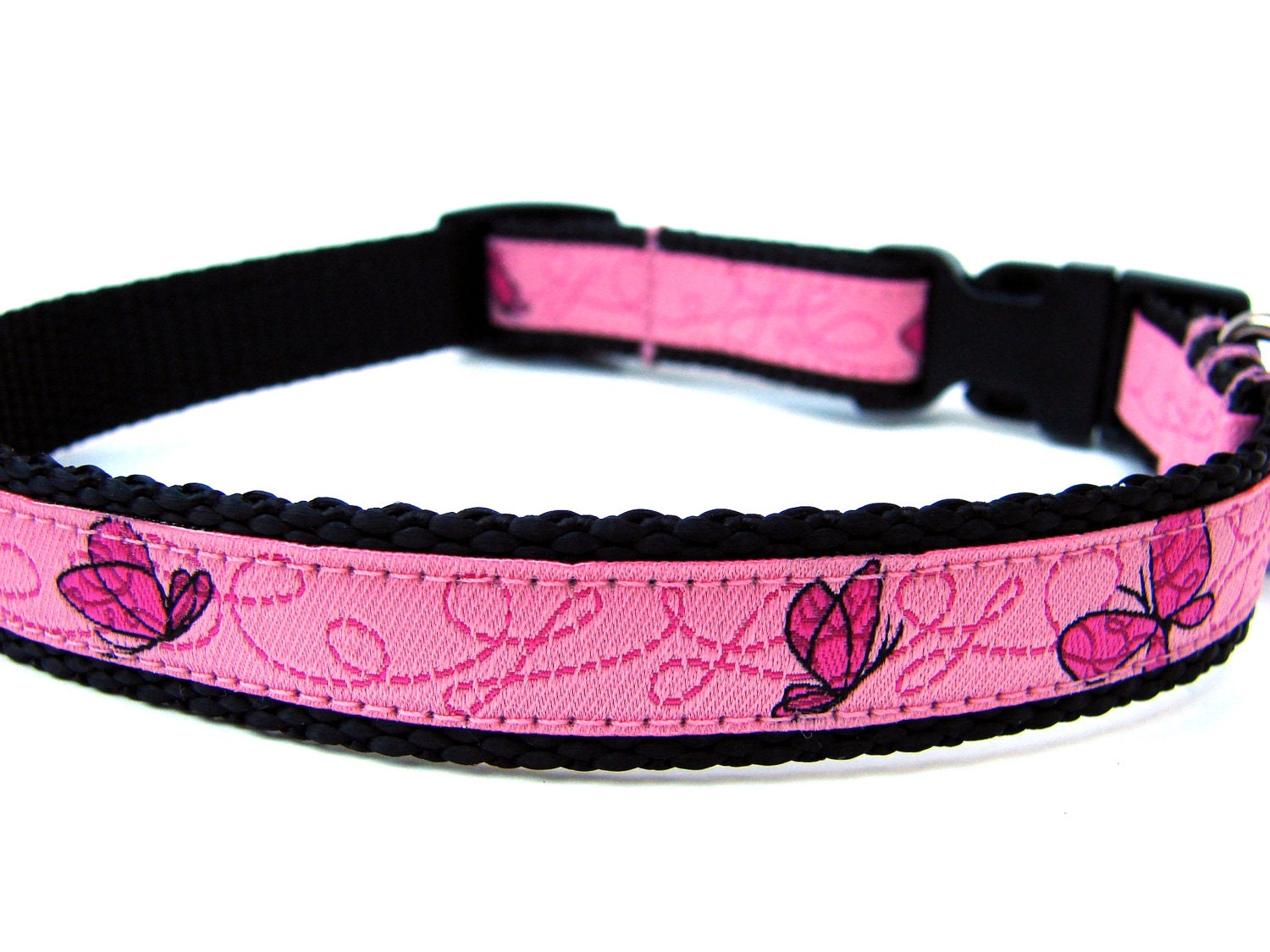 Butterfly Dog Collar 5/8" Pink Dog Collar