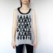 Minimalist Print Sheer Tank Top - Black Inverted Cross Shirt Geometric Zen Gray Chiffon Sleeveless Tunic Blouse