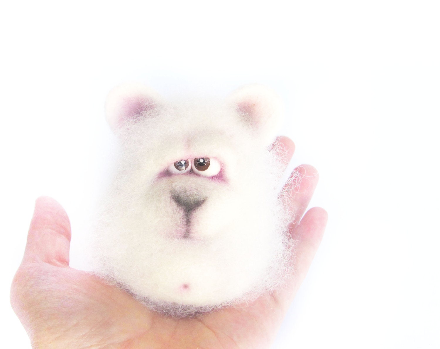 Needle Felted Toy. Little Polar Bear. White Bear. Toys. gift under 40.