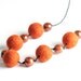 Orange Autumn Jewelry Beaded Felt Necklace Chunky Extra Long Fall Fashion