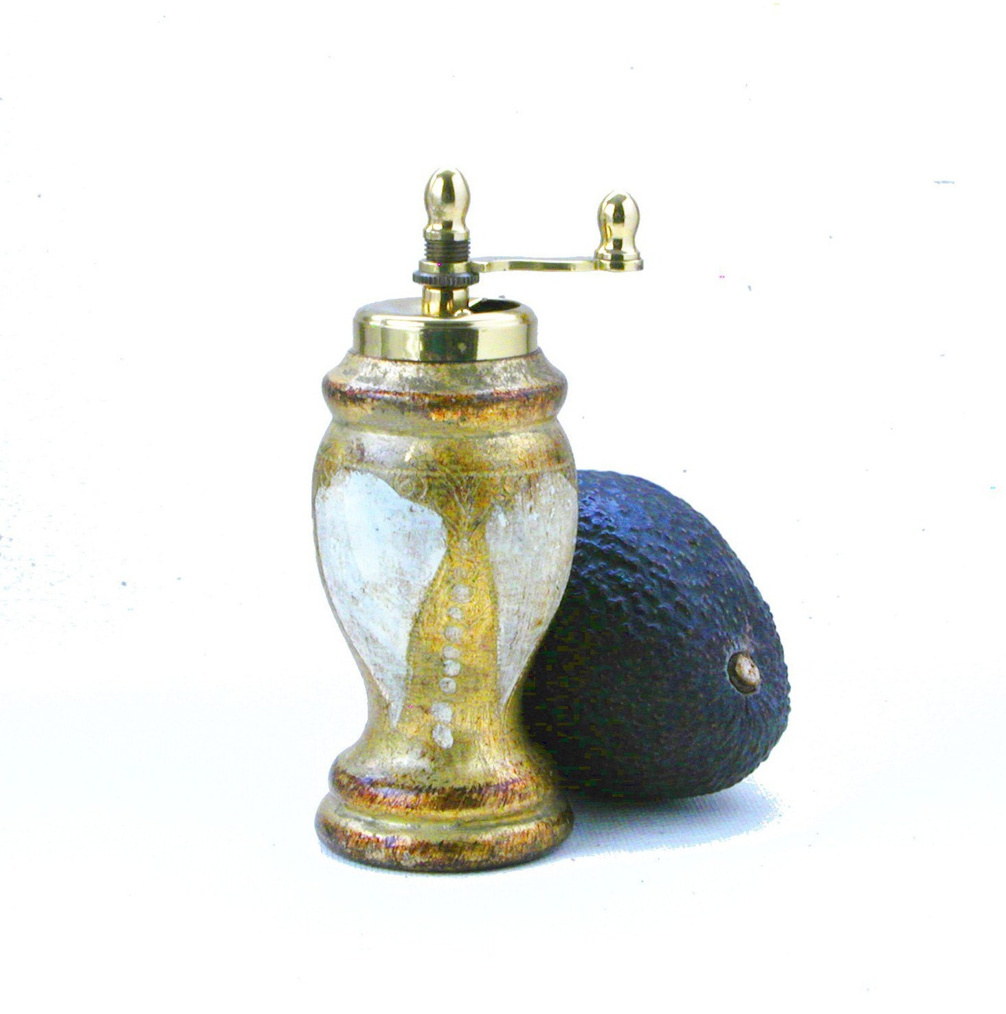 Florentine pepper grinder - romantic souvenir italy hollywood regency gilt rome gold wood patina decor home kitchen