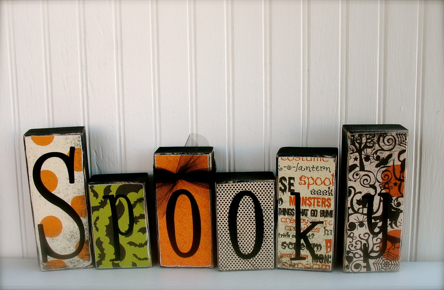 Spooky 6 block set. Halloween decor, Fall Haunt October Spooky Spider 31 limited quantity available
