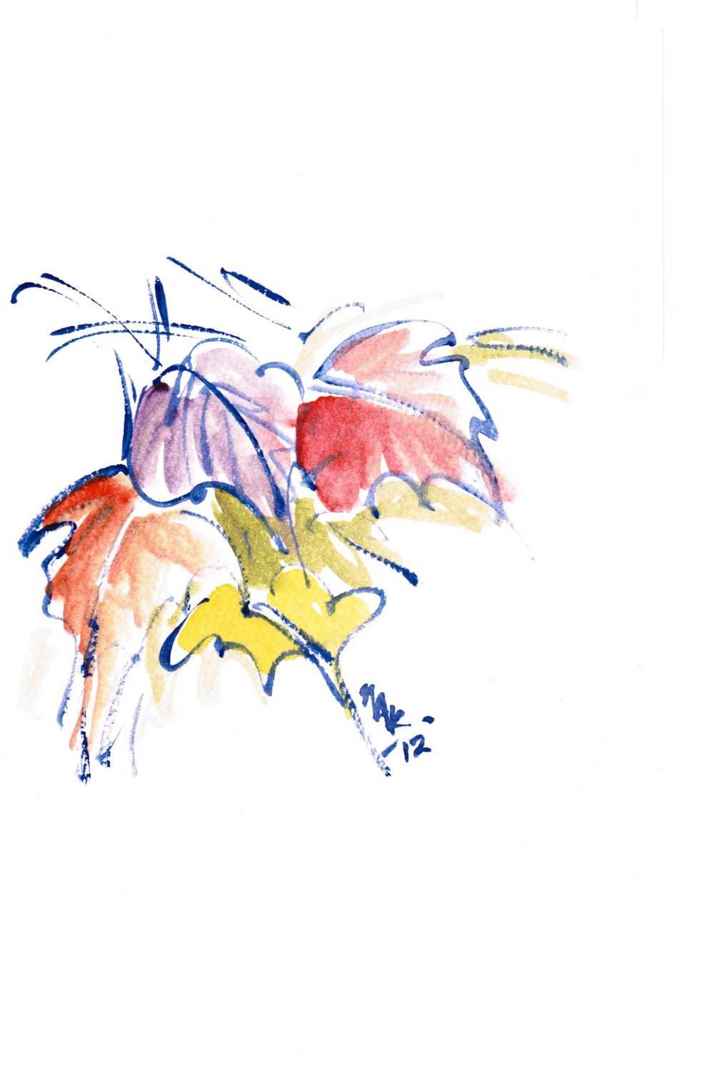 EOF Handpainted Note Card Greeting Card Any occasion Blank Fall Halloween leaves Floral Original Watercolor Art Gardening