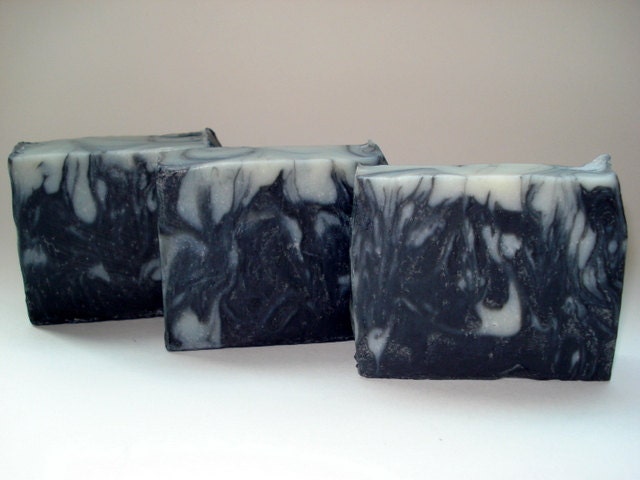 Activated charcoal soap with tea tree and lavender. Cold process soap. Vegan, handmade and all natural soap.