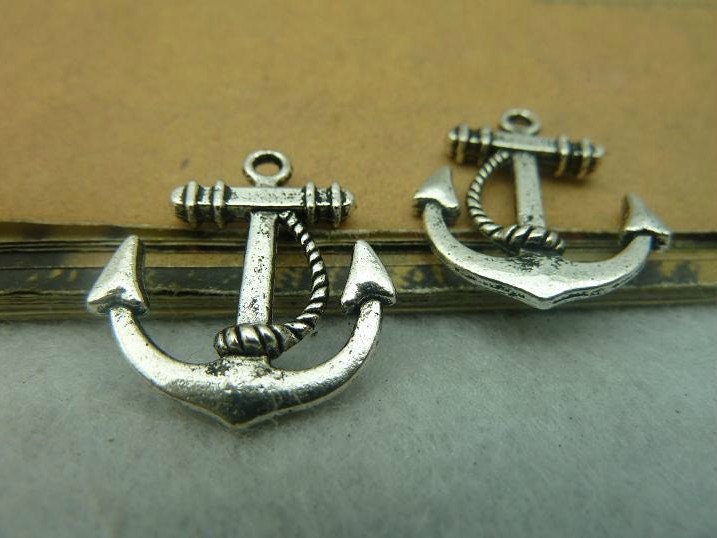 15 pcs 22x20mm Antique Silver Vintage 3D Ship Anchors Ankers Double Sided Charms Pendants fc98373