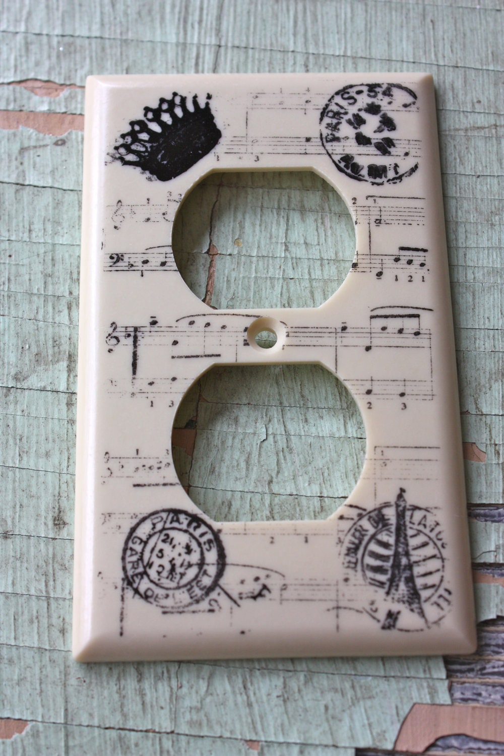 Paris Themed Beige Electrical Outlet Plate Cover by Rootedinthyme