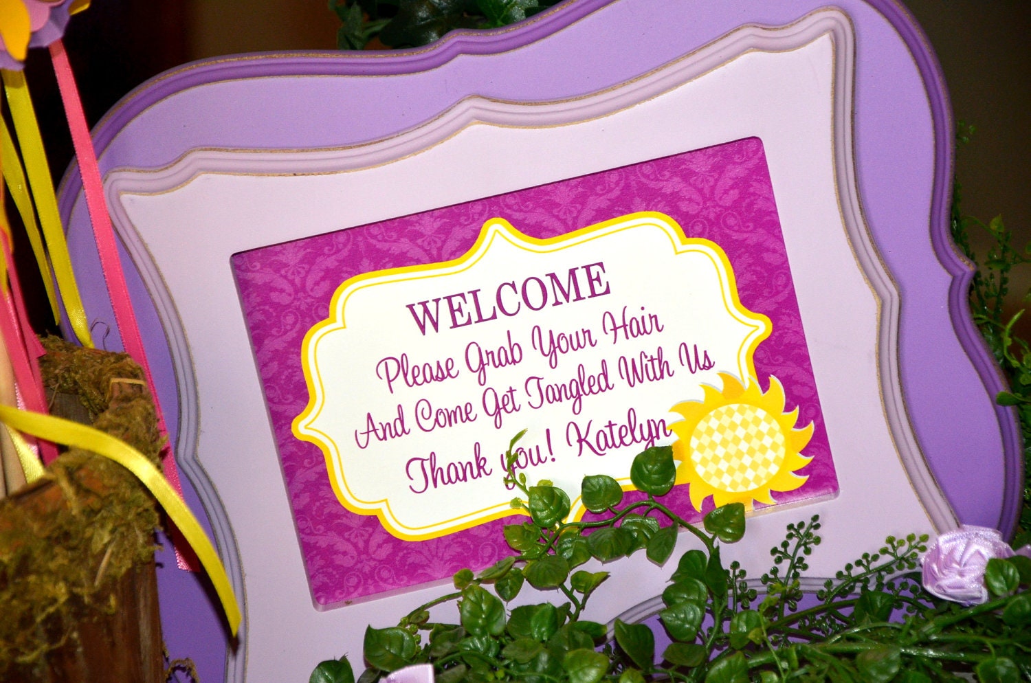 Tangled Inspired WELCOME SIGN- RAPUNZEL Girls Birthday Party- Tangled Princess - Girls Party - Krown Kreations & Celebrations