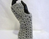 SALE, NOW 33% OFF:   Heather gray crocheted fingerless gloves/wrist warmers