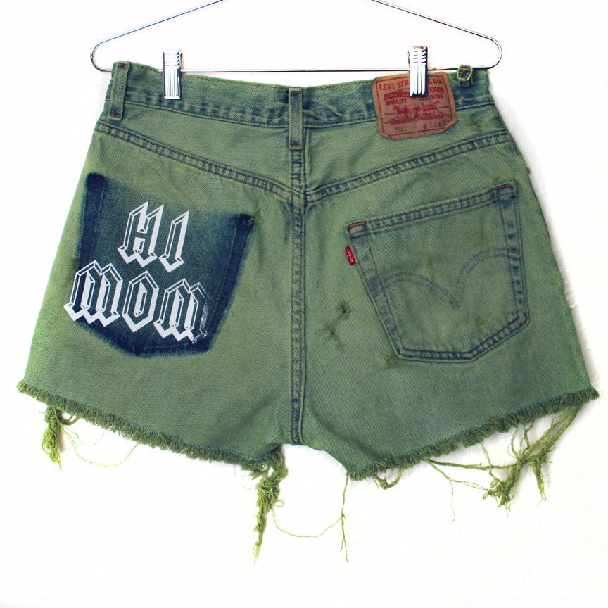 Hi Mom Frayed Denim Shorts -- Levi's 550's