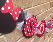 Minnie Mouse Inspired Name Banner Red with White Polka Dots