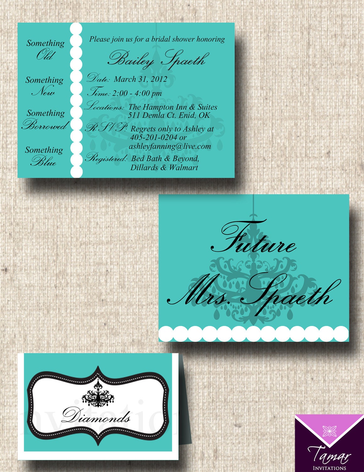 Breakfast at Tiffanys Bridal Shower Place Cards / Table Cards - Custom DIY Printable Il_570xn