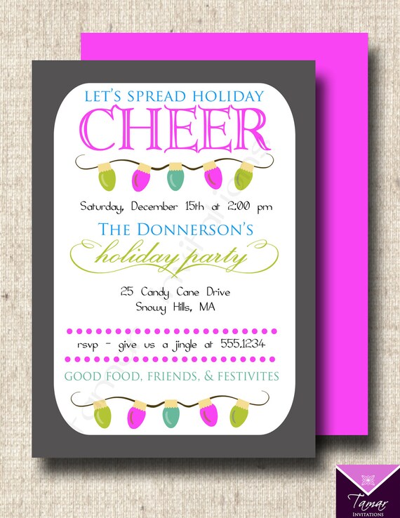 Printable Holiday Party Invitation - Festive Holiday Cheers Party with Printable Back Il_570xn
