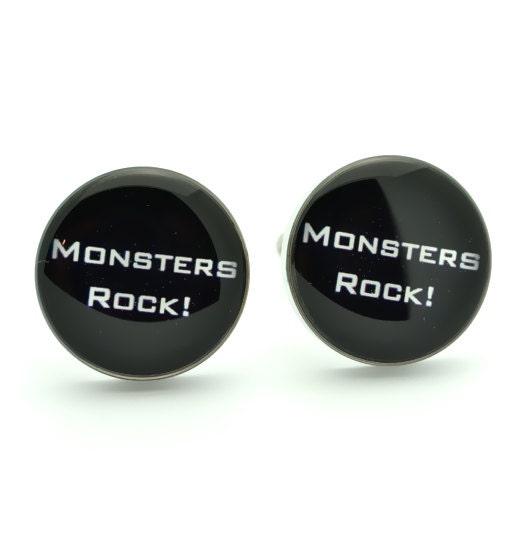 Monsters Rock Cufflinks - keepsake gift for special occasion, wedding day gifts for the groomsmen - black and white cufflinks, humor