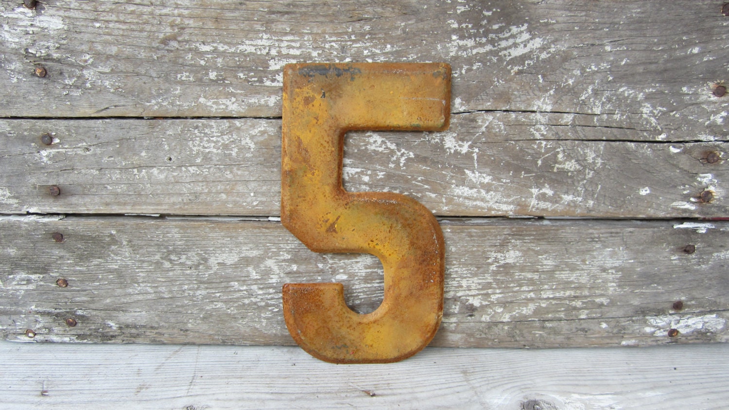 Vintage Metal Chippy Number 5 Sign Painted Mustard Yellow and  Rusty Marquee Metal Letter - TheOldTimeJunkShop
