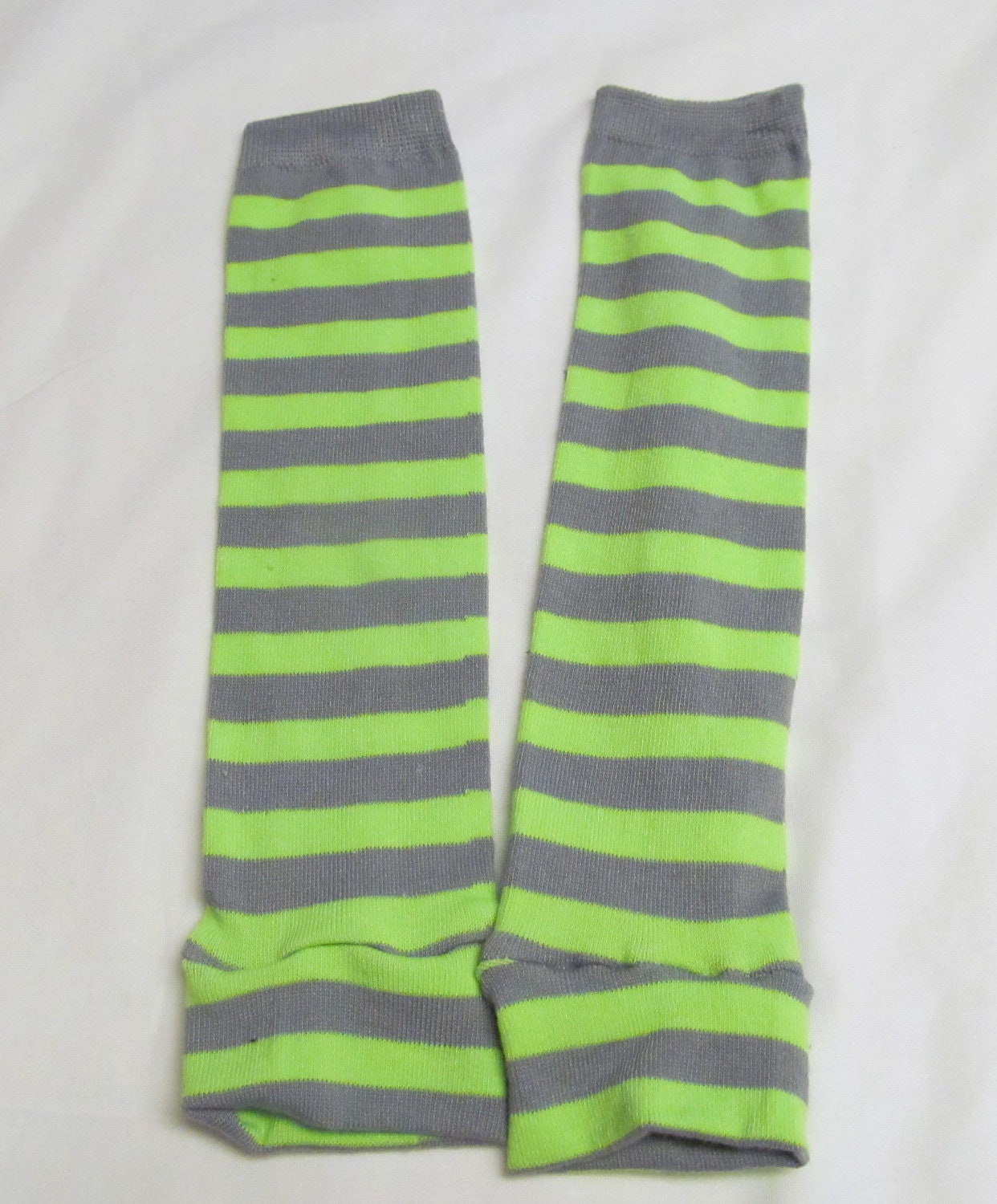 Neon Green and Gray Leg Warmers