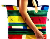 Disco ball leather strap cotton canvas tote