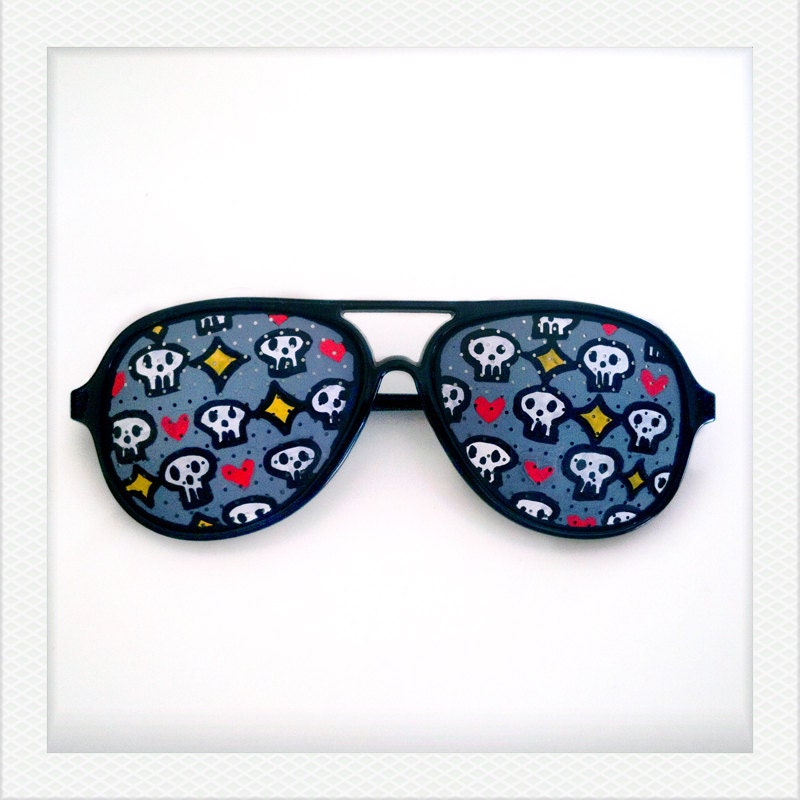 Hand Drawn Shades (Skeleton pattern) - colorful sunglasses for halloween costume, party decoration and special occasions