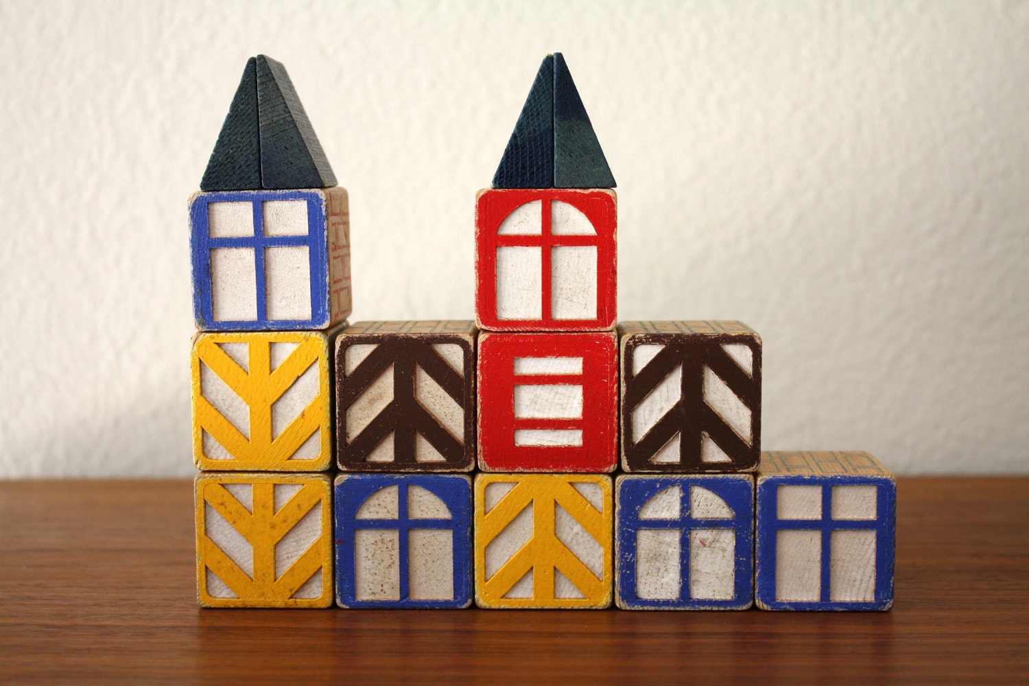 Danish Village House Building Blocks, Set of 15