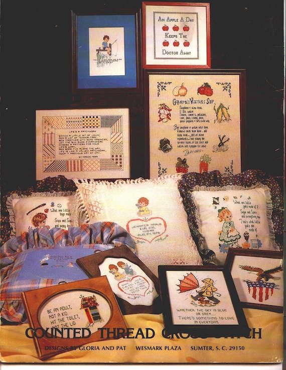 Vintage 1975 DESIGNS THAT COUNT 28 Page booklet of  Counted Cross Stitch  from Designs By Gloria and Pat Book No. 6