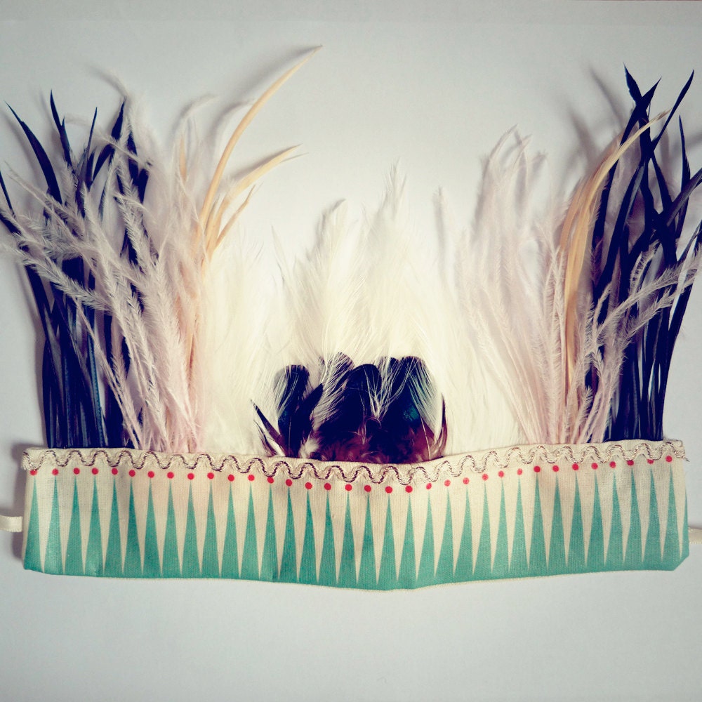 Teal Triangle Feather Headdress