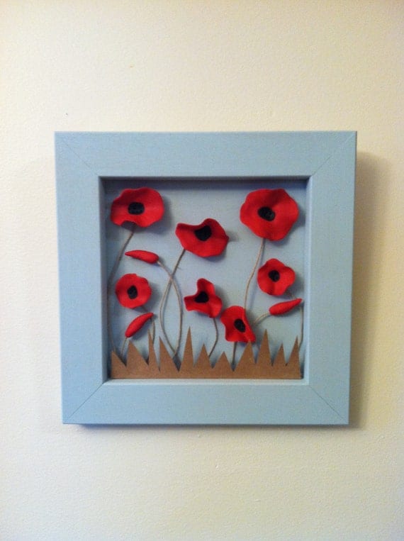 Polymer poppy field shadow box 