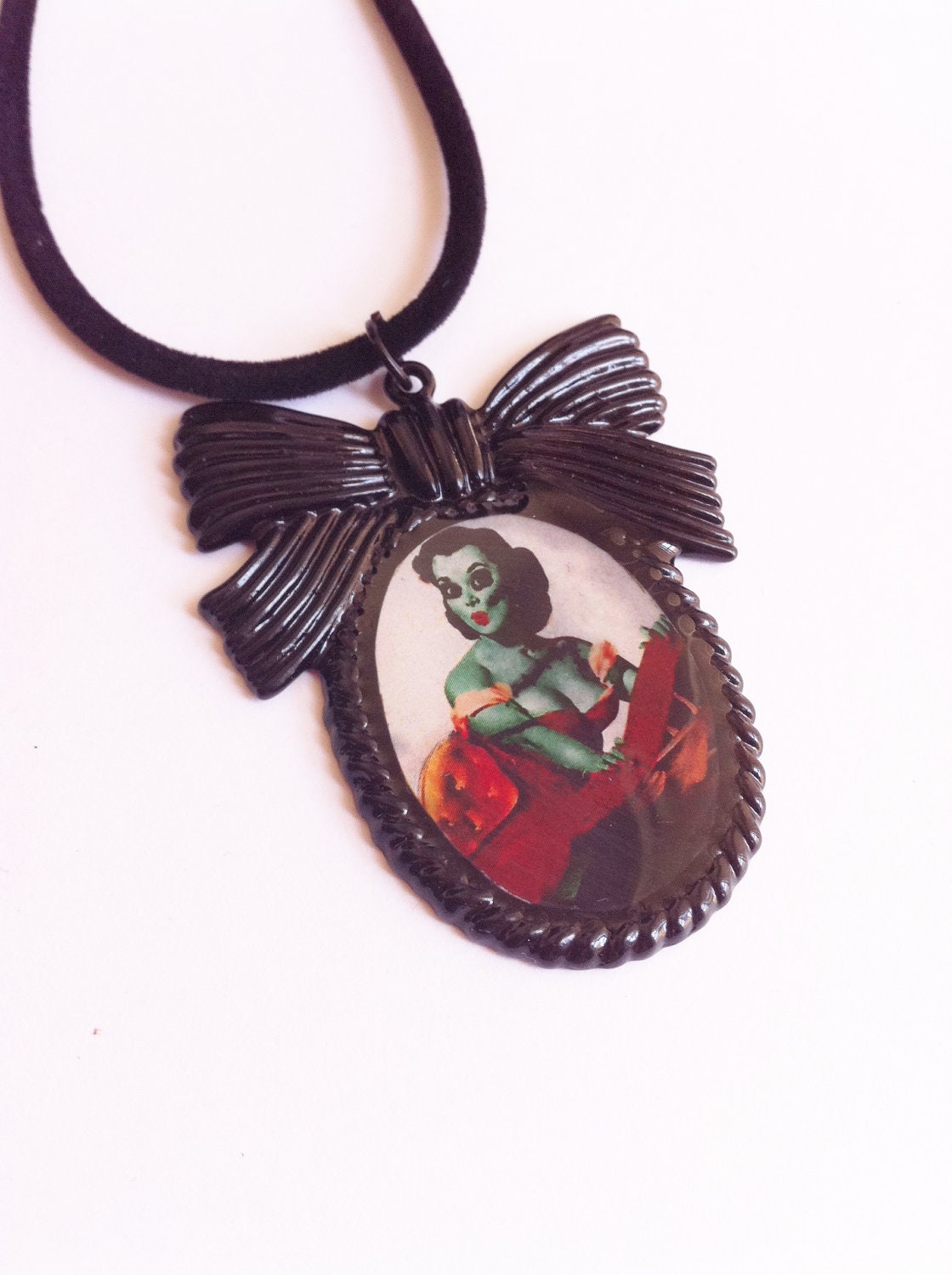 Women Jewelry Necklace- Zombie Pinup Girl Pendent