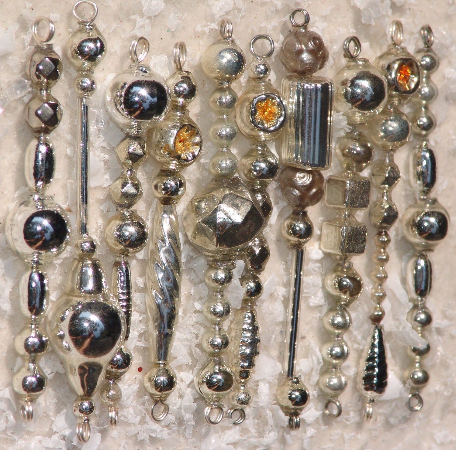 SILVER Vintage Glass Garland Mercury Bead by TimberTikiTraditions