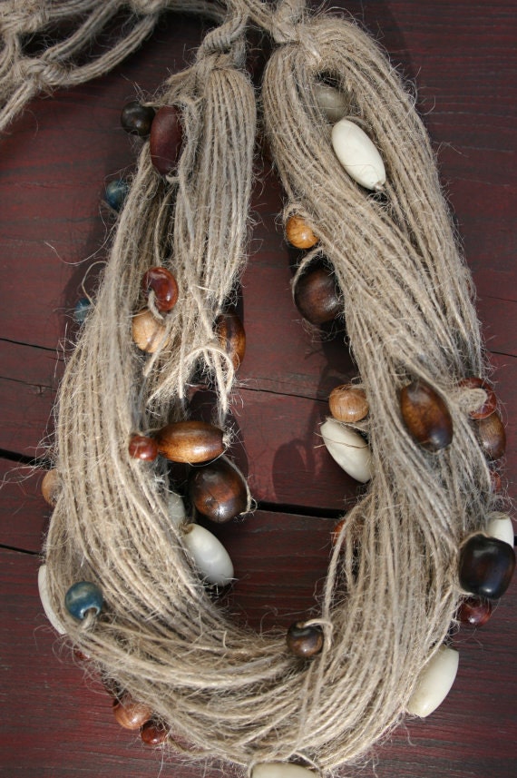 Beaded hemp necklace - Tribal necklace - Rustic necklace - Pixie necklace - Hippie necklace