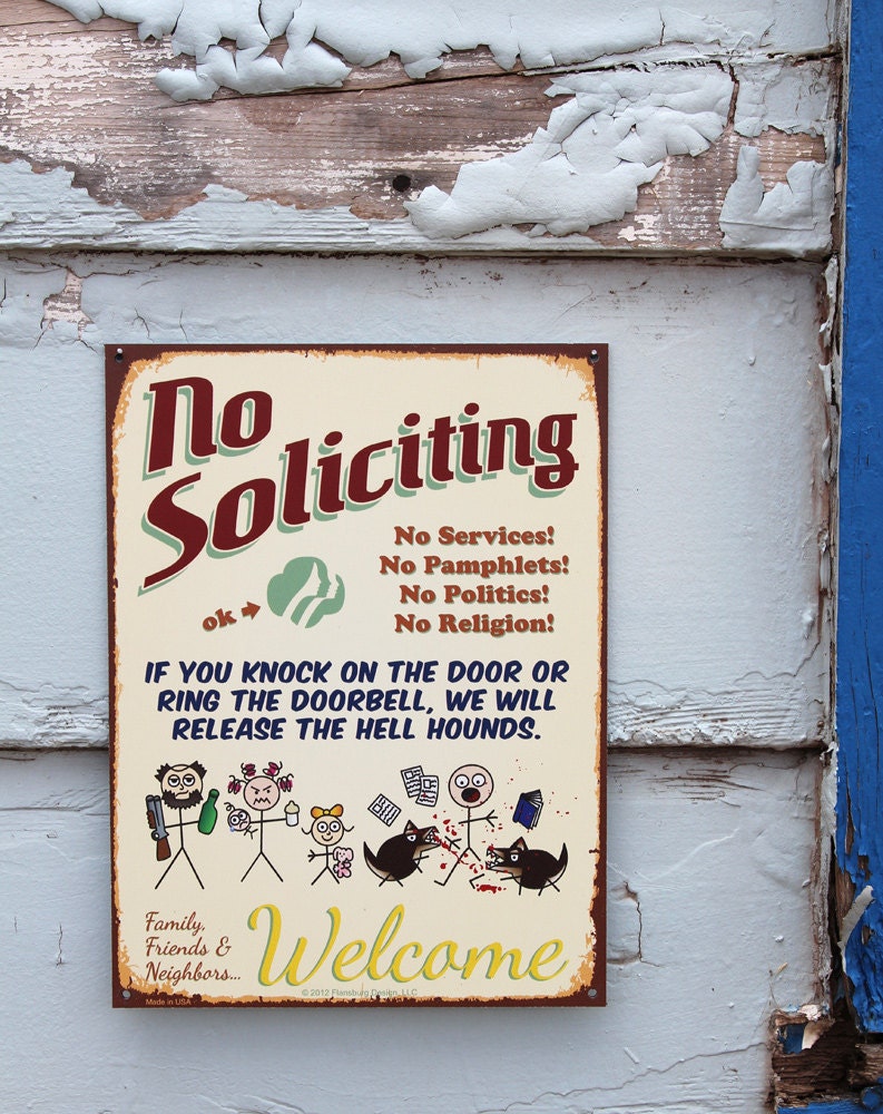 ORIGINAL STICK FIGURE, Clever No Soliciting Sign, New