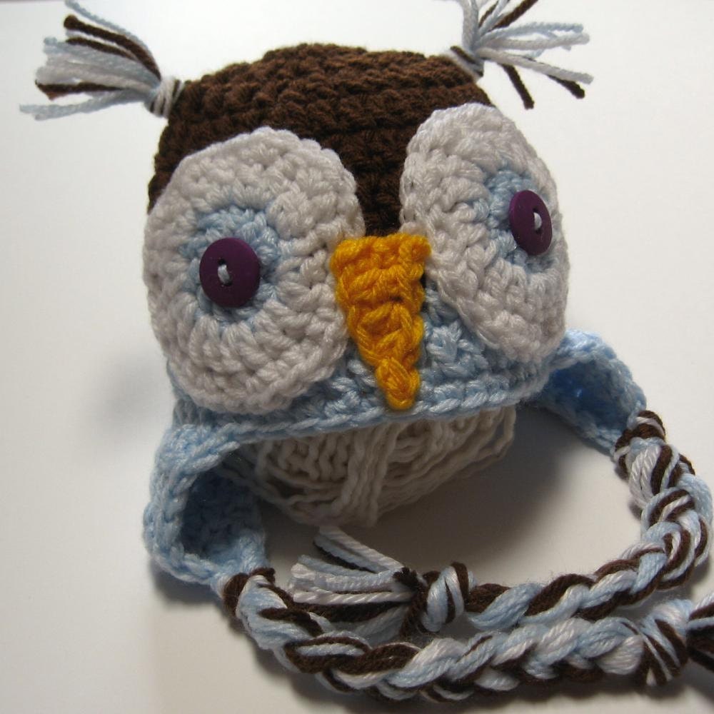 Owl hat.  Newborn.  Crochet.  MADE TO ORDER.  Photo prop.  Baby shower gift.  Baby boy.  Baby girl.  Earflap hat.