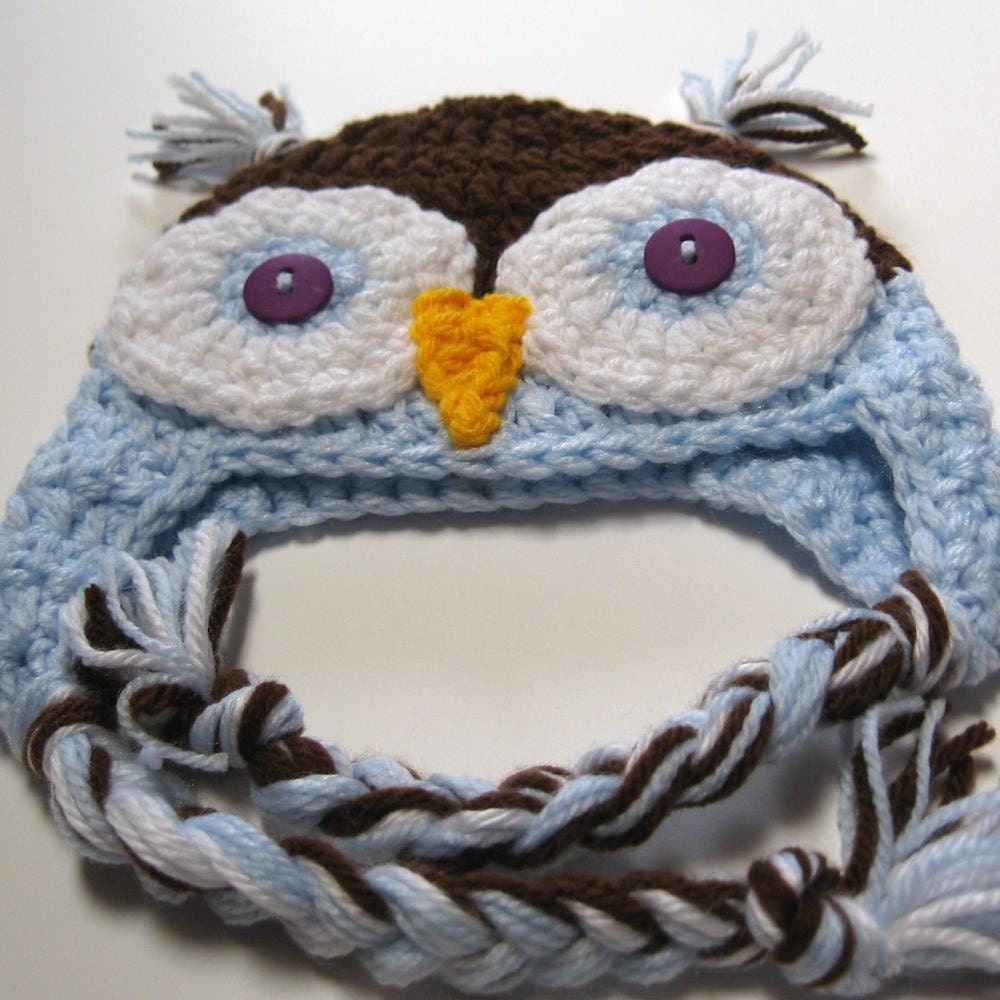 Owl hat.  Newborn.  Crochet.  MADE TO ORDER.  Photo prop.  Baby shower gift.  Baby boy.  Baby girl.  Earflap hat.