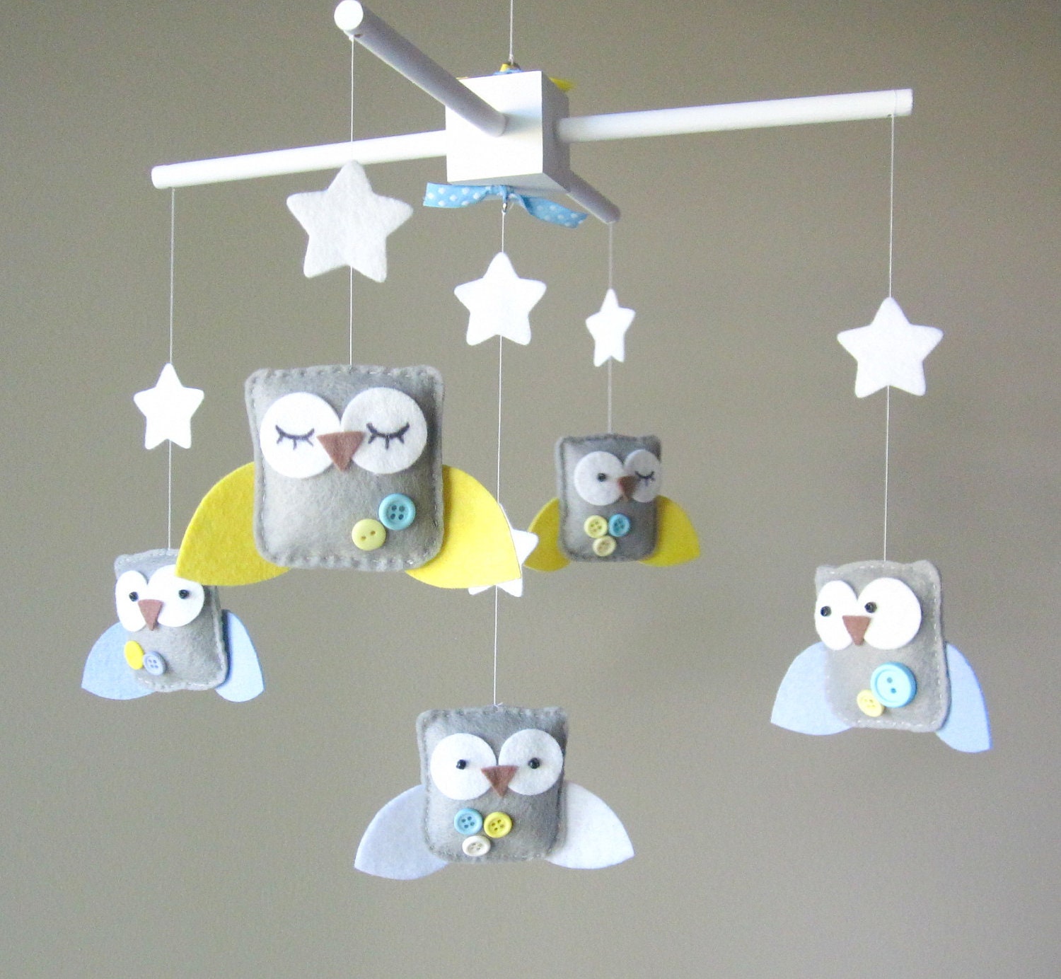 Baby Crib Mobile - Baby Mobile - Owl Mobile - Neutral Mobile - You can Customize your colors :)