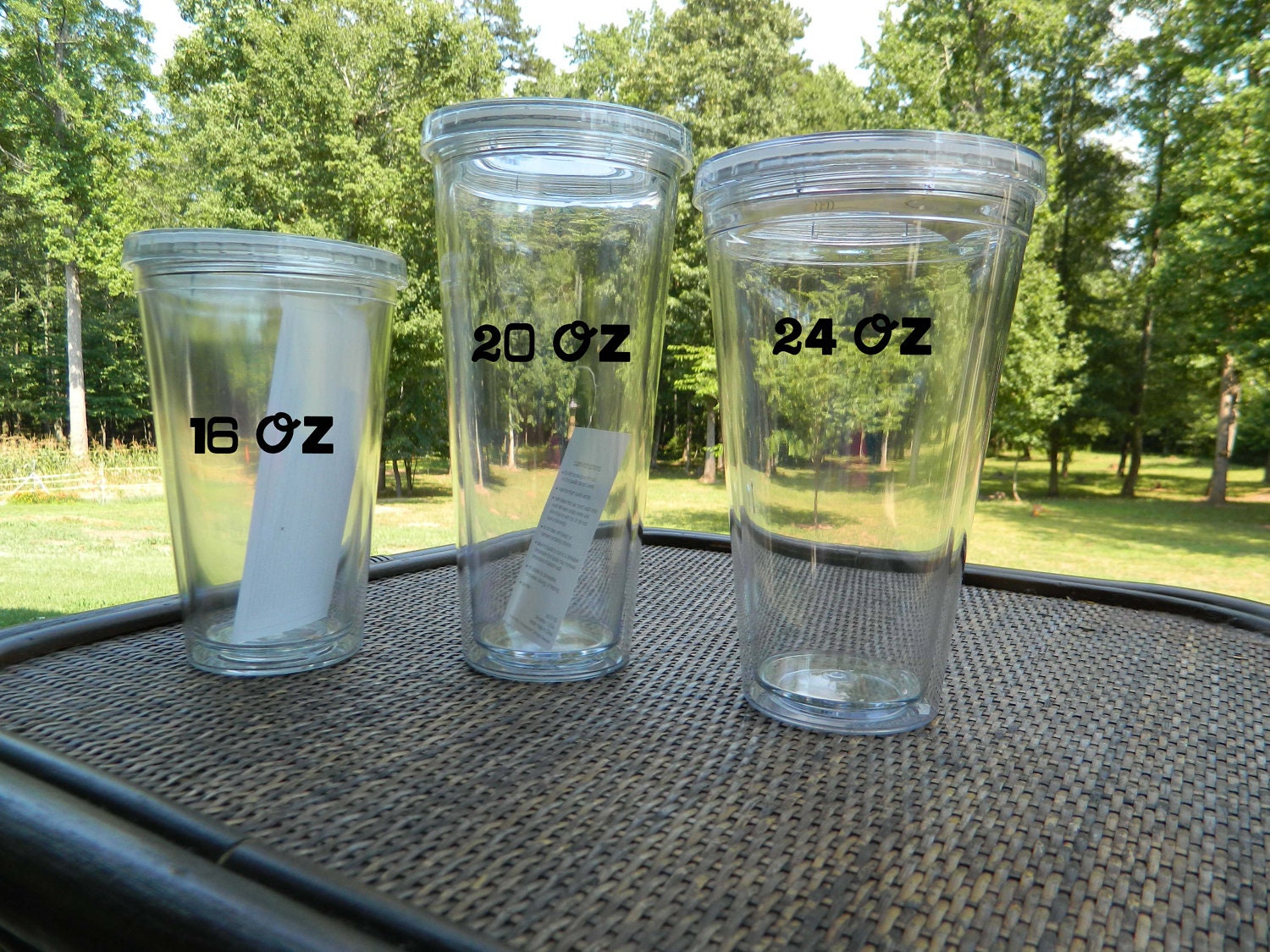 Upgrade to the 20oz clear tumbler cup with lid and straw