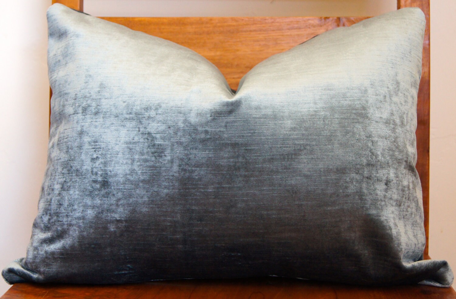 Blue Grey Velvet Pillow Cover Size 14x19