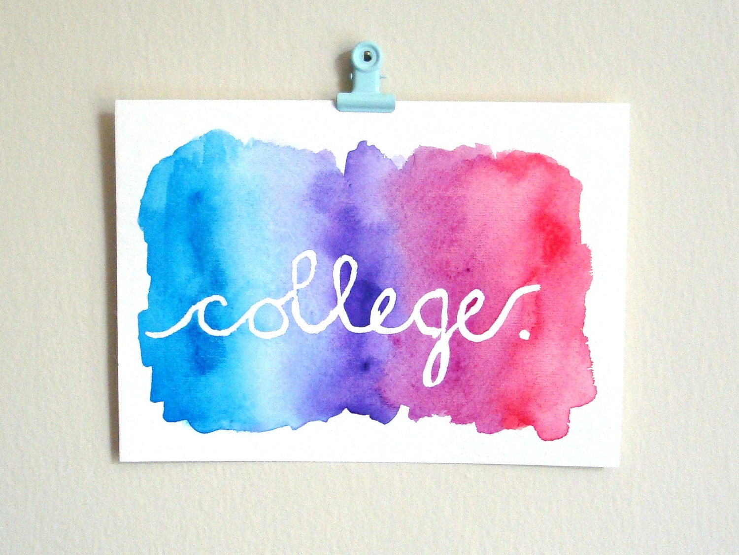 College wall art watercolor painting grad gift back to school print dorm decor