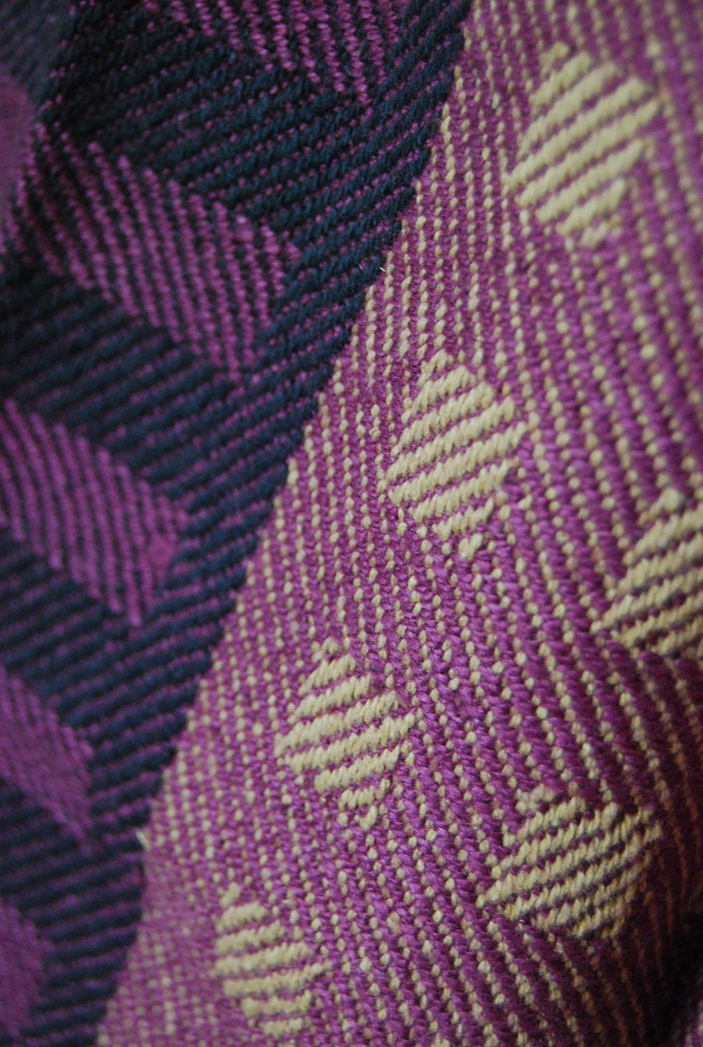 Tea Towel- Squares & Stripes Handwoven Cotton/Linen- Eggplant