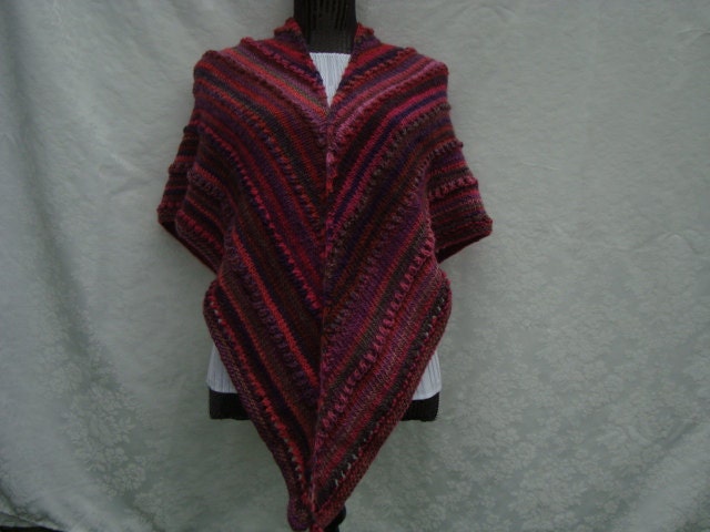 Knit Shawl Multicolor Wine.Wrap/Sweater.New.fashion.Made - to - order.